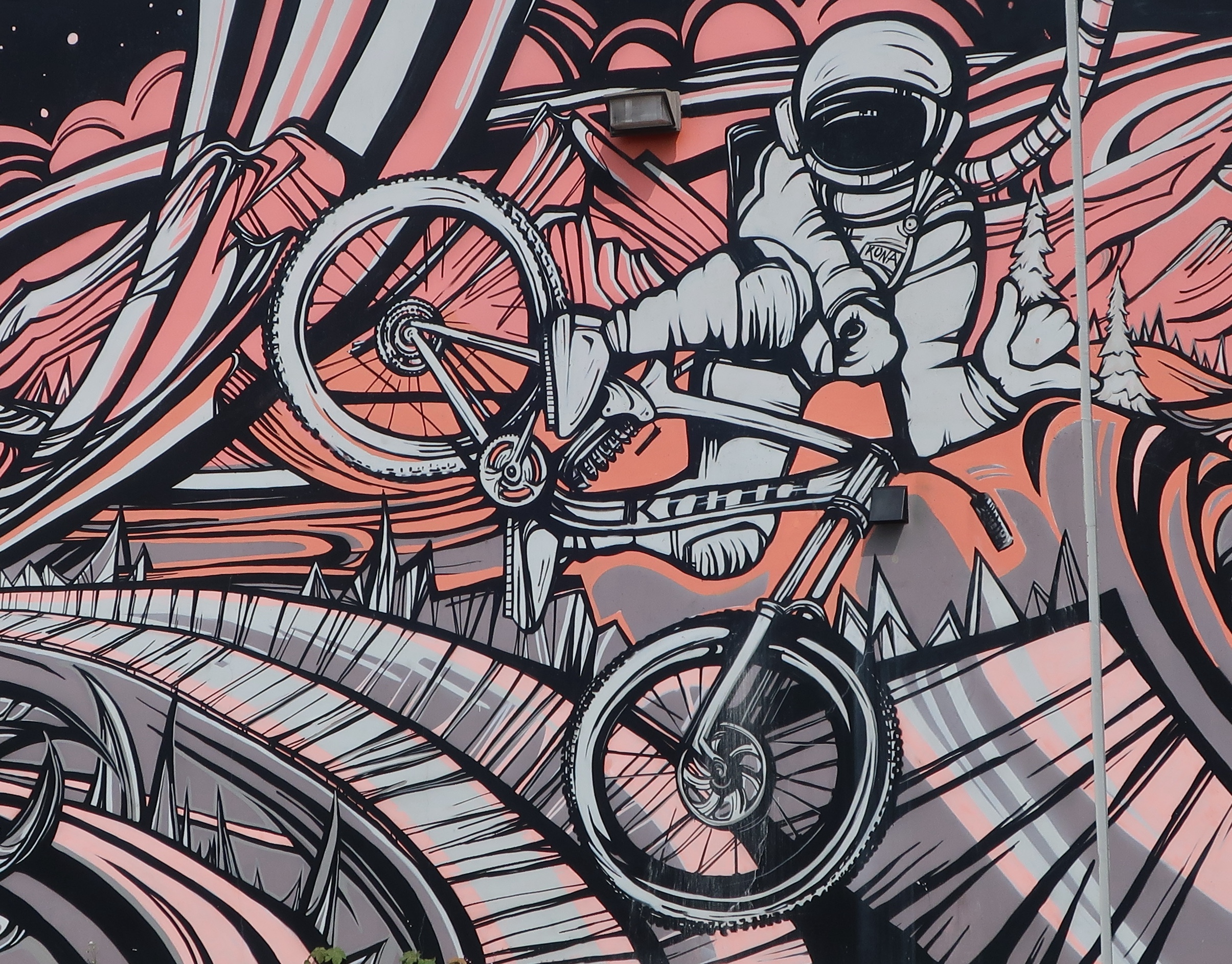 Biker on Gretchen Leggitt's Astrowhip Mural