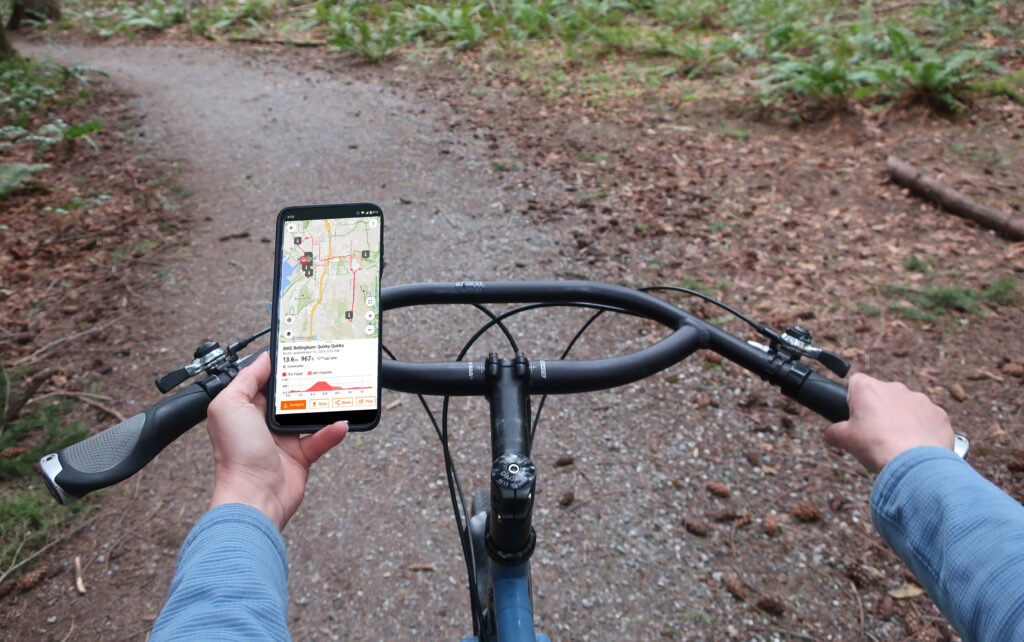 Handlebar with Phone Showing Route Map