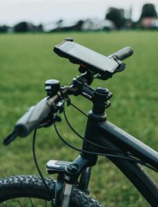 Phone Mounted on Bicycle Handlebars